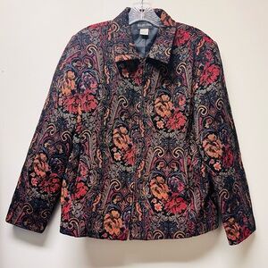 Vintage Ellen Figg Tapestry Jacket Women’s 14 Paisley Floral Boho Brocade Artsy